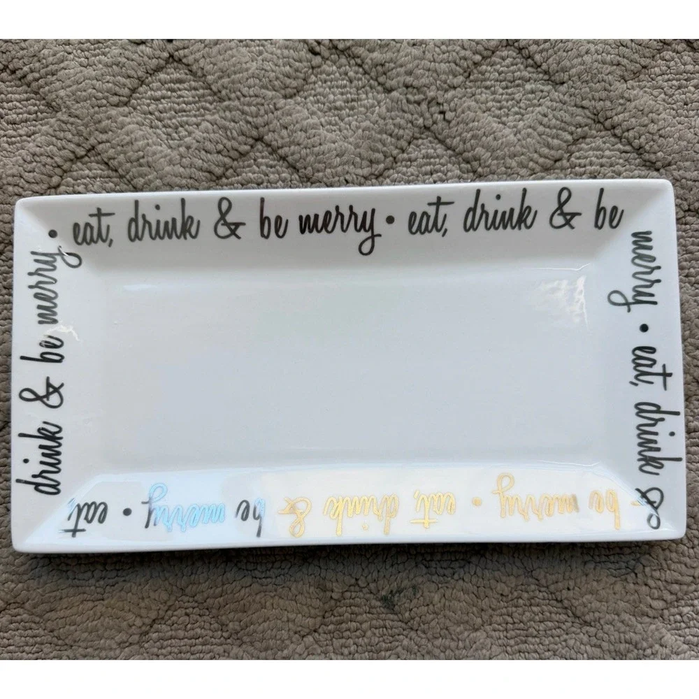 Ciroa BE MERRY (PLATINUM) Salad Plate/Rectangle Serving Plate